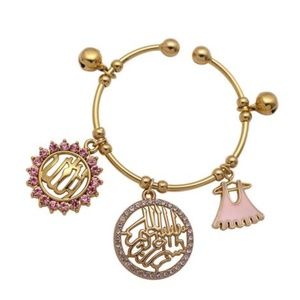 NEW Allah islamic Gold tone Infant Bracelet pink
